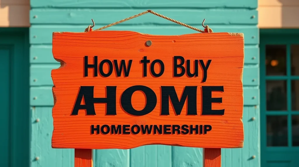 How to Buy a Home A Step-by-Step Guide to Homeownership displayed on a rustic wooden sign